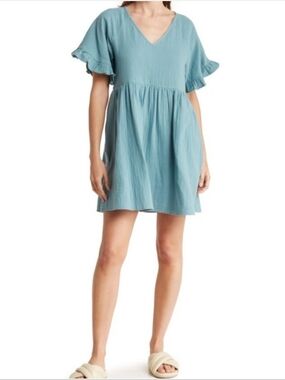 Madewell Ruffle Sleeve Easy Gauzy Dress Large
